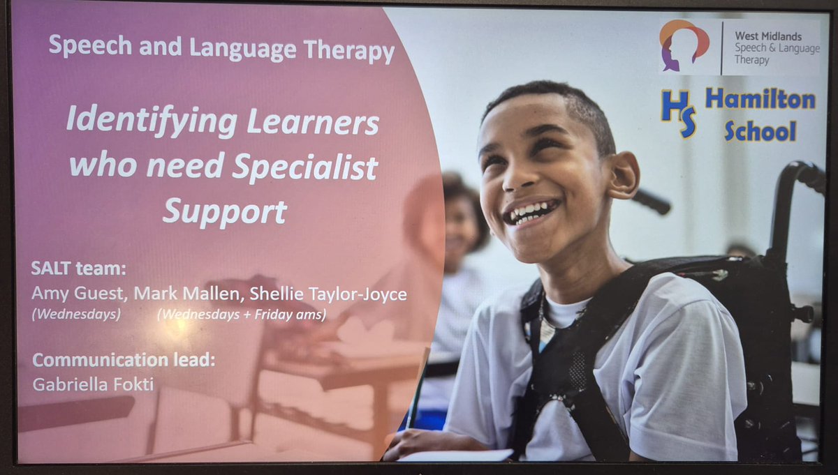 WMISLT2's tweet image. Recently, Amy and Mark delivered training at a special school about identifying which children are appropriate for specialist support from the #SALT team ⭐
A great opportunity for staff to recognise how much they already know about supporting children with #SLCN 🤩👏