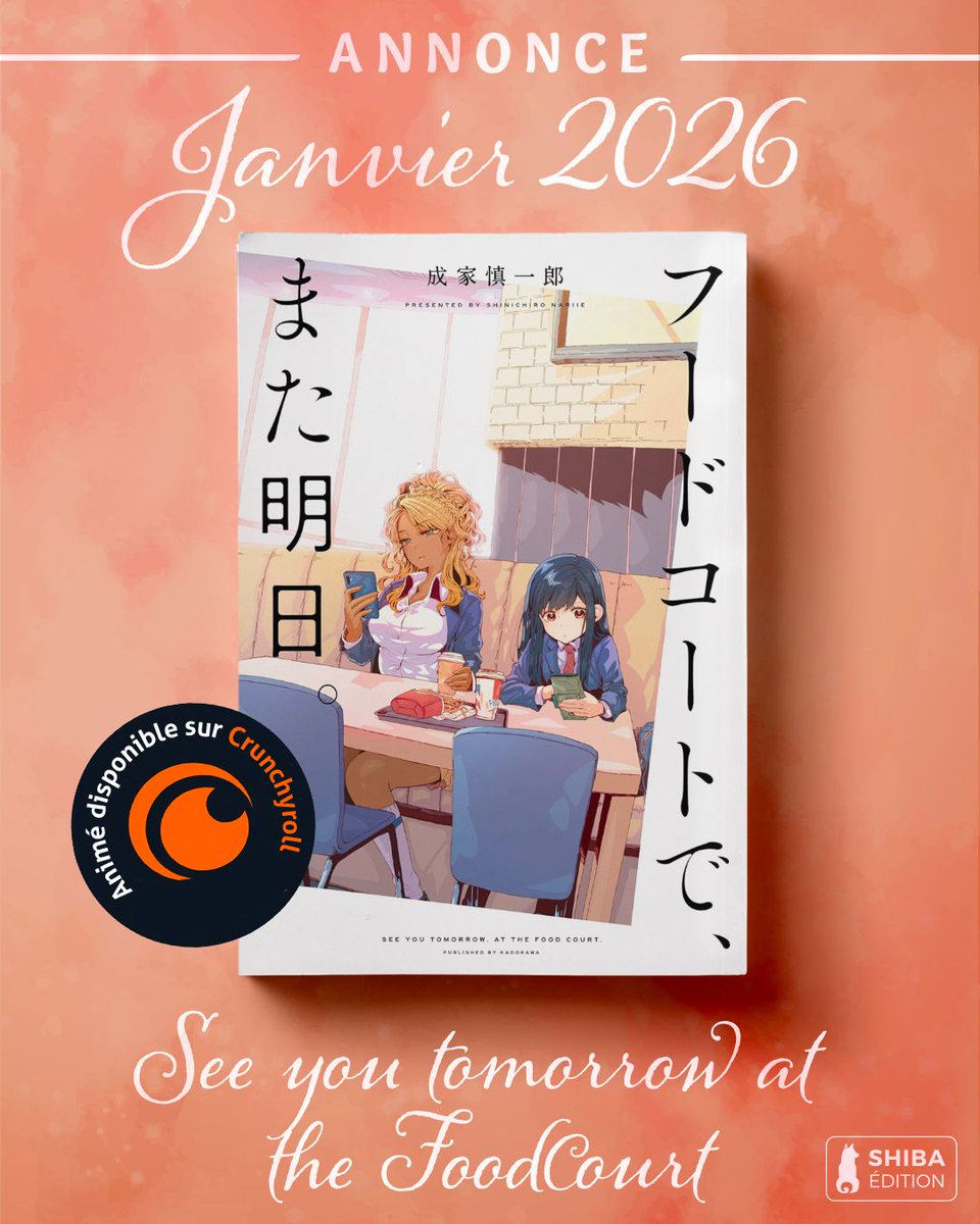 ✨  ANNONCE NOUVEAUTÉ ✨ 
🥤 SEE YOU TOMORROW AT THE FOODCOURT 🥤

On profite de la sortie de l'épisode 2 pour vous annoncer la parution en janvier 2026 de See you tomorrow at the FoodCourt en manga relié chez nous. 🐾