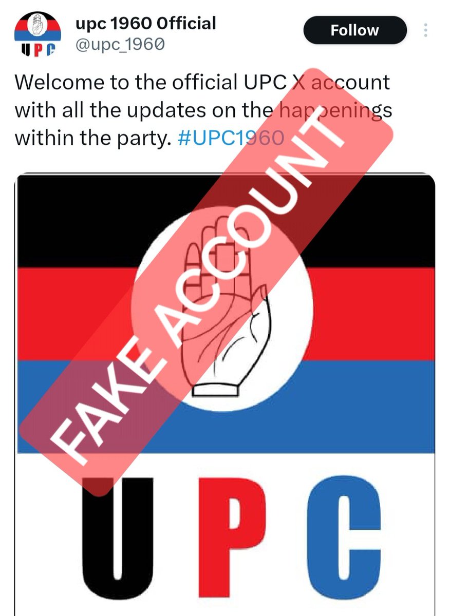 UPCSecretariat's tweet image. FAKE ACCOUNT ALERT!!
Kindly note that A FAKE ACCOUNT has been opened in the name of upc 1960 official @upc_1960 . The Party's official user name is: Uganda Peoples Congress Official & X user handle is @UPCSecretariat
