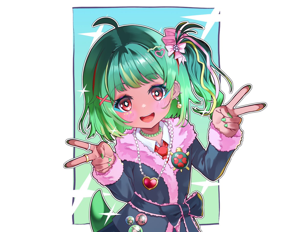 arkheystudio's tweet image. ✨🥳Commission for @/kompira_zuzu 🐢💚 
Turtle Gyaru💅
#kompiiart