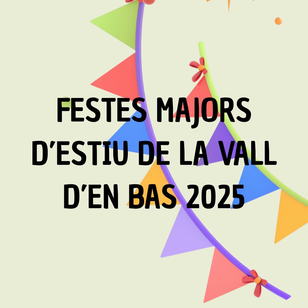 FESTES MAJORS DE LA VALL D’EN BAS 2025

Com cada any, les festes volen ser un espai de trobada, de viure i compartir plegats tota mena d’activitats i esdeveniments musicals, culturals, etc. Les festes són possibles gràcies a les comissions!

Tota la info: vallbas.cat/festes-majors-…
