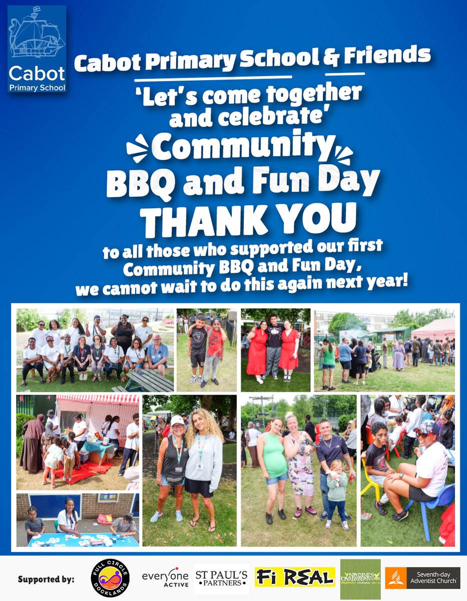Excalibur Academies Trust (@excaliburat) on Twitter photo Well done to <a href="/cabotpschool/">Cabot Primary School</a> for its first & very successful Community BBQ and Fun Day. The school was blown away by the amazing turnout. So wonderful to see so many pupils, families & local residents enjoying a day of fun, laughter and community spirit! 🍔🌭
#CommunityBBQ #FunDay Well done to <a href="/cabotpschool/">Cabot Primary School</a> for its first & very successful Community BBQ and Fun Day. The school was blown away by the amazing turnout. So wonderful to see so many pupils, families & local residents enjoying a day of fun, laughter and community spirit! 🍔🌭
#CommunityBBQ #FunDay