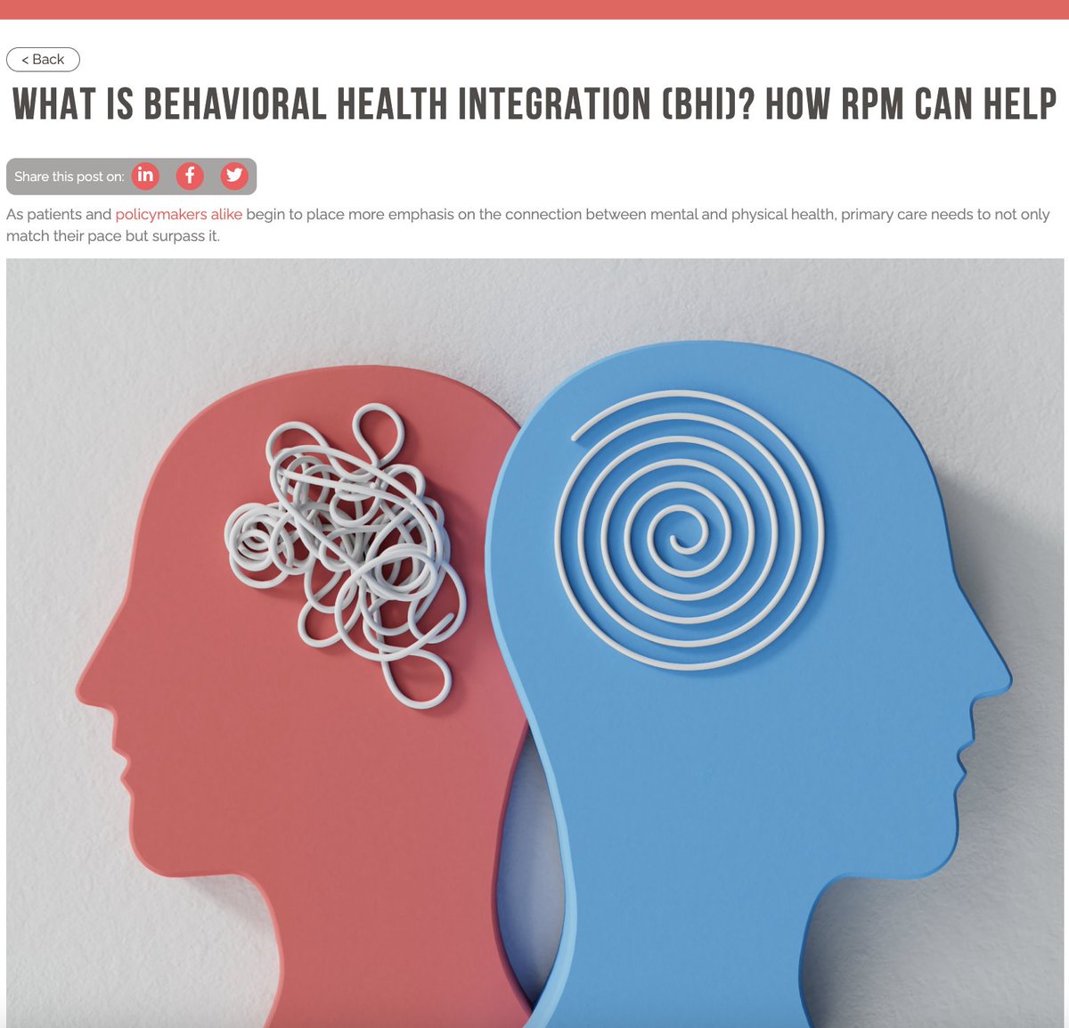 🧠 + ❤️ = Better care.

Behavioral Health Integration (BHI) brings mental health into primary care—improving outcomes, reducing costs, and identifying issues early. Pair it with RPM, and you’ve got a game changer.

👉 Read more: bit.ly/44nFWin
