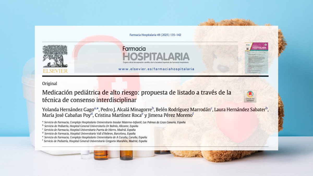 Farmacia Hospitalaria (@farm_hosp) on Twitter photo 👶💊 Nuevo estudio en la #RevistaFarmaciaHospitalaria identifica 100 medicamentos de alto riesgo en pediatría hospitalaria mediante consenso <a href="/sefh_/">S.E.F.H</a>-<a href="/SEPIH_ES/">Sociedad Española Pediatría Interna Hospitalaria</a>.<a href="/GEFP_SEFH/">GEFP</a> Herramienta clave para mejorar la seguridad 💡
👉 revistafarmaciahospitalaria.es/es-medicacion-… 👶💊 Nuevo estudio en la #RevistaFarmaciaHospitalaria identifica 100 medicamentos de alto riesgo en pediatría hospitalaria mediante consenso <a href="/sefh_/">S.E.F.H</a>-<a href="/SEPIH_ES/">Sociedad Española Pediatría Interna Hospitalaria</a>.<a href="/GEFP_SEFH/">GEFP</a> Herramienta clave para mejorar la seguridad 💡
👉 revistafarmaciahospitalaria.es/es-medicacion-…