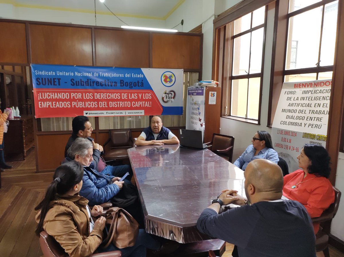 SUNET Bogotá (@sunetbogota) on Twitter photo Nuestro presidente <a href="/GermanSUNET/">German GarciaDelgado</a> y directivos de <a href="/SUNETBogota/">SUNET Bogotá</a> en reunión con Junta Directiva de SUNET Tocancipá conversando sobre querellas en <a href="/MintrabajoCol/">MinTrabajo</a> y defensa de afiliados
#SUNETSuSindicatoEstatal Nuestro presidente <a href="/GermanSUNET/">German GarciaDelgado</a> y directivos de <a href="/SUNETBogota/">SUNET Bogotá</a> en reunión con Junta Directiva de SUNET Tocancipá conversando sobre querellas en <a href="/MintrabajoCol/">MinTrabajo</a> y defensa de afiliados
#SUNETSuSindicatoEstatal
