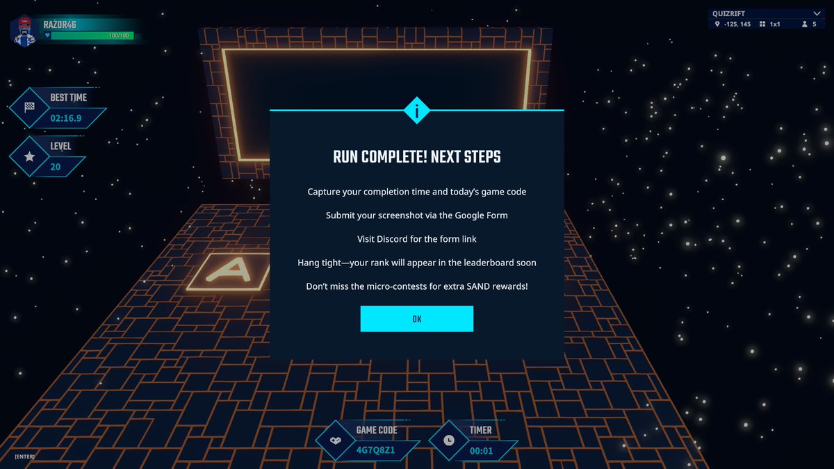 Razor4612's tweet image. Hey #Sandfam, I just completed Quizrift in [02.16.9]! Can you beat my time? 📷
#QuizriftEvent @Sanctum_5 
@ZweeArG @emNem358 @Gorillazz911
