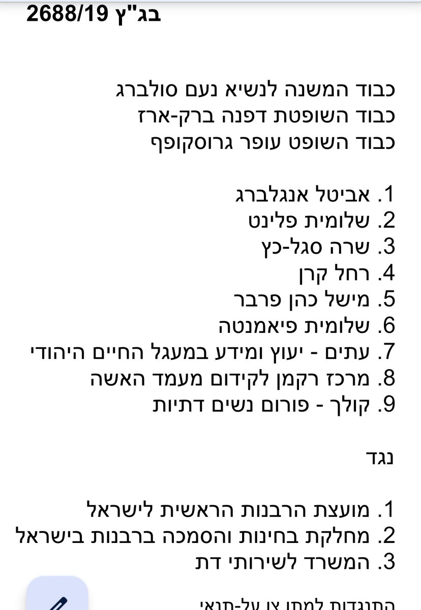 NitzanShilony's tweet image. אליס מילר של הנשים הדתיות: בית המשפט העליון פסק פה אחד שהרבנות הראשית לישראל חייבת לאפשר לנשים לגשת לבחינות הסמכה לרבנות. הישג מדהים!
(התמונה של החלק של שמות העותרות כי משוויצה בחברות שלי)
@ItimOrg