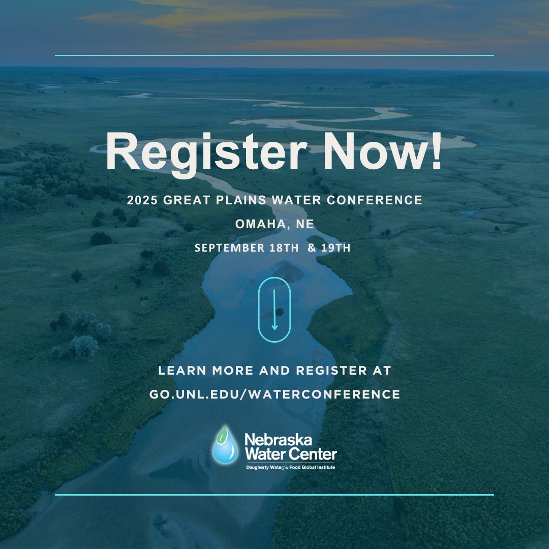 Registration is now open for the 2025 Great Plains Water Conference!    

This event will feature speakers from several Great Plains states as we seek to secure water resources for tomorrow.

Learn more and register at go.unl.edu/waterconference.