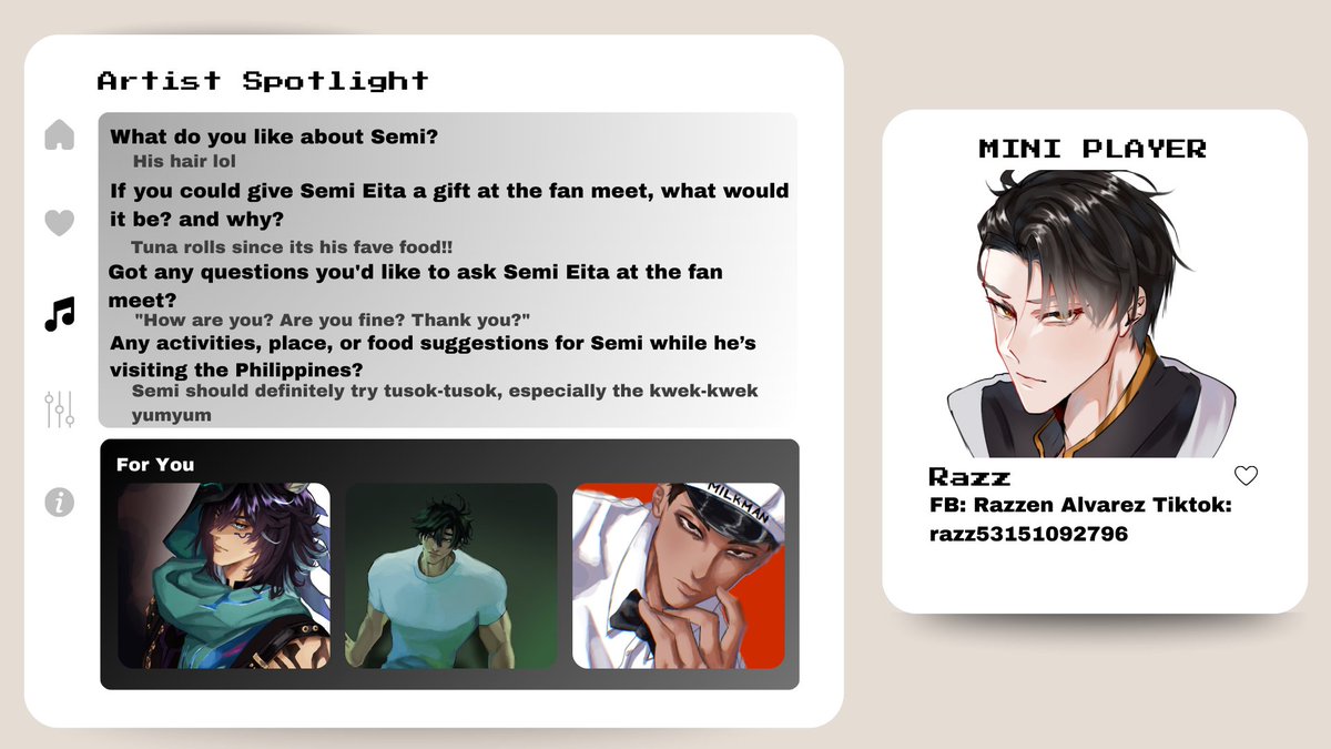 semieitacse's tweet image. ☆ Artist Spotlight: Razz
Dim the lights and cue the flair, our next artist takes center stage! @/Razz will give us a peek at Semi off-duty: laid back, effortlessly cool, and still serving subtle main character energy! ☆
#SetTheStageSemiCSE