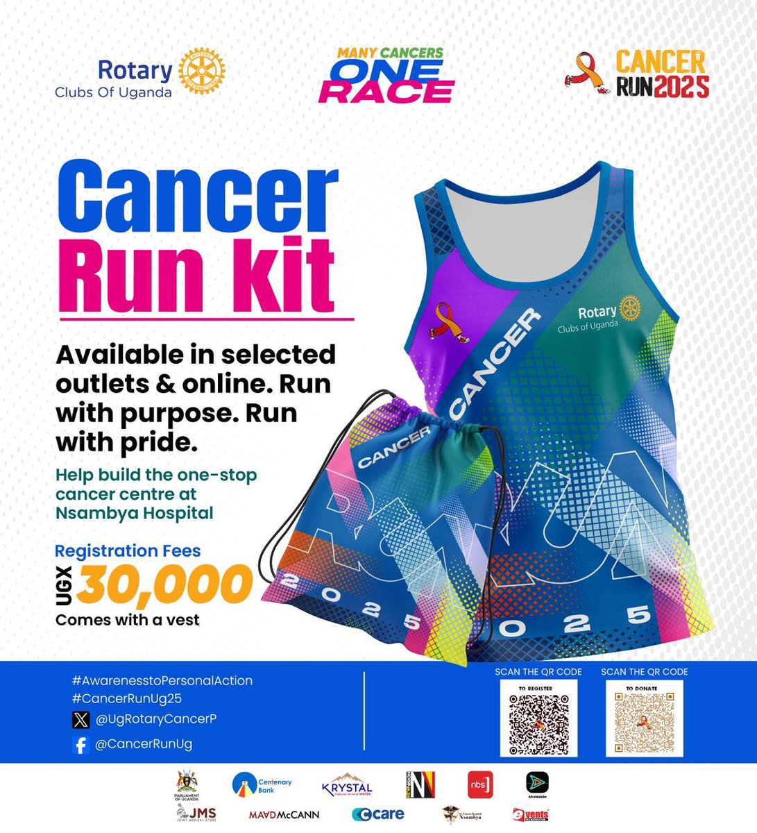 Cancer doesn’t wait, so why should we? 

Lace up your running shoes and join the #CancerRunUg25  to bring us closer to the completion of the one stop cancer centre  at <a href="/NsambyaHospital/">St. Francis Hospital Nsambya</a>🚶‍♀️🏃

🔥 Sign up using link
🔗 : register.rotaryugandacancer.org