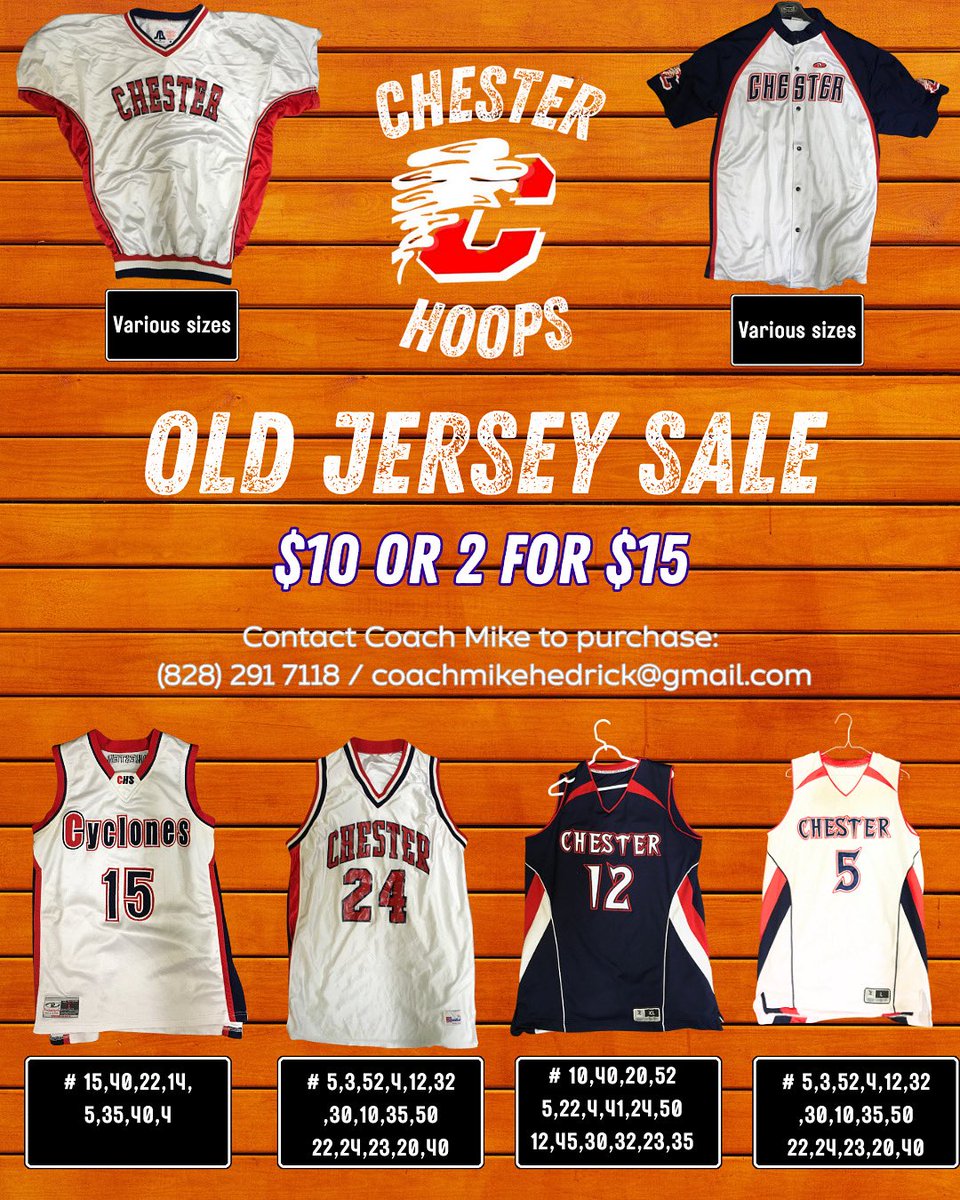 Chesterhoops (@chesterhoops) on Twitter photo Support Chester Basketball!
While supplies last
all proceeds will go to benefit our current team!
Great for for alums,families,fans, businesses- Get your piece of Chester history today!
<a href="/CHSCyclonesAD/">Chester Cyclones Athletic Department</a> <a href="/CNR_Sports/">News & Reporter</a> Support Chester Basketball!
While supplies last
all proceeds will go to benefit our current team!
Great for for alums,families,fans, businesses- Get your piece of Chester history today!
<a href="/CHSCyclonesAD/">Chester Cyclones Athletic Department</a> <a href="/CNR_Sports/">News & Reporter</a>