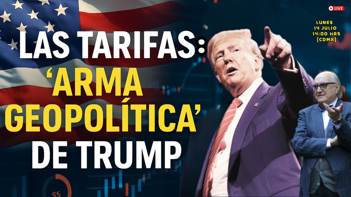 Ya estamos #ENVIVO ‼️
Radar Geopolítico 
Lunes 14 julio 14:00 hrs (CDMX)
Las Tarifas :”Arma Geopolítica” de Trump 
youtube.com/live/7wbxTPTMH… 
#RadarGeopolitico #Jalife 
#Youtube #AlfredoJalife  #Análisis