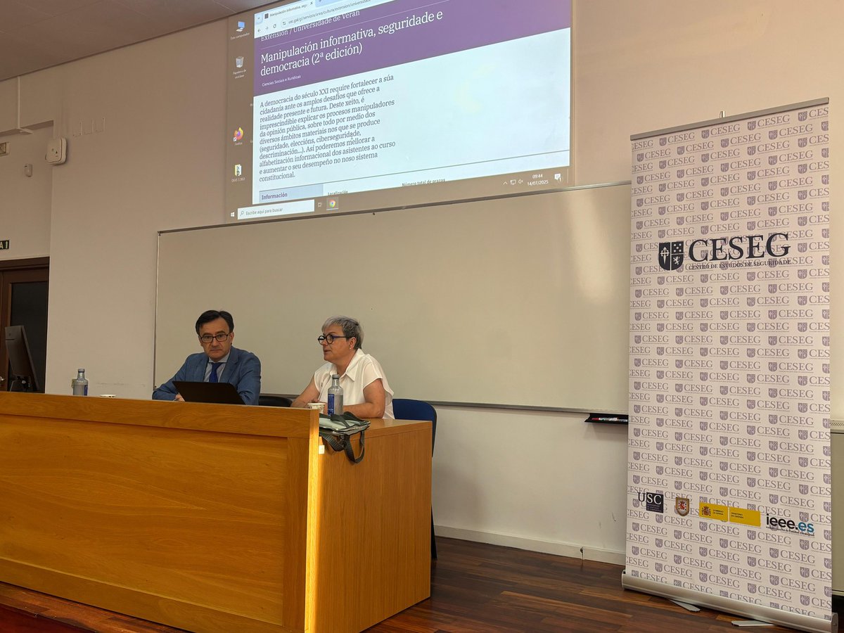 CESEG (@cesegusc) on Twitter photo Inauguramos nuestro curso de verano sobre desinformación y seguridad <a href="/UniversidadeUSC/">USC</a> <a href="/jojufe/">maria jose garcia</a> <a href="/morante_cf/">Carmen Fernandez Morante</a>
usc.gal/es/servicios/a… Inauguramos nuestro curso de verano sobre desinformación y seguridad <a href="/UniversidadeUSC/">USC</a> <a href="/jojufe/">maria jose garcia</a> <a href="/morante_cf/">Carmen Fernandez Morante</a>
usc.gal/es/servicios/a…
