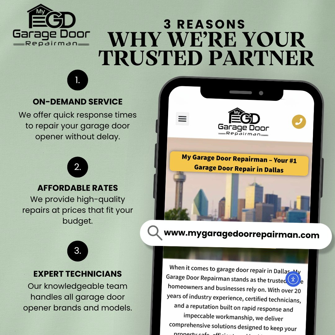 SeoGaragedoor's tweet image. From quiet fixes to total opener replacements, we handle it all with care and speed.

📞 Reach out: 469-654-4775 | mygaragedoorrepairman.com

#GarageTuneTX #GarageHelpNow #FixGarageOpenerTX #RepairmanServiceTX #TrustedGarageCare #OpenerNotWorkingTX #GarageFastFix #DoorRepairmanTX