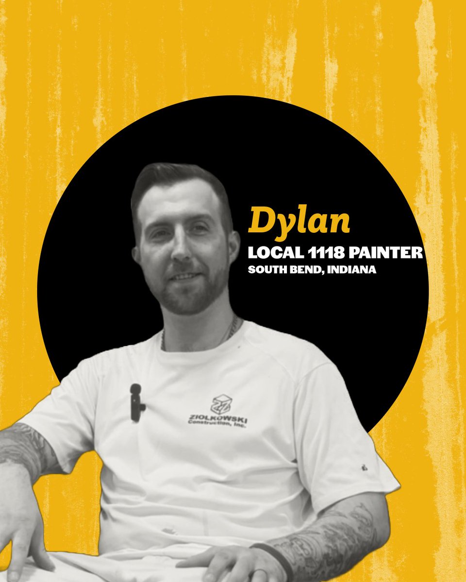 GoIUPAT's tweet image. We’d like to spotlight our brother Dylan, a painter out of Local 1118 in South Bend, Indiana. “If it wasn't for the IUPAT, I probably wouldn't have been able to support my kids the way I have” said Dylan.
This is the power of unions like ours. The opportunities and benefits that…