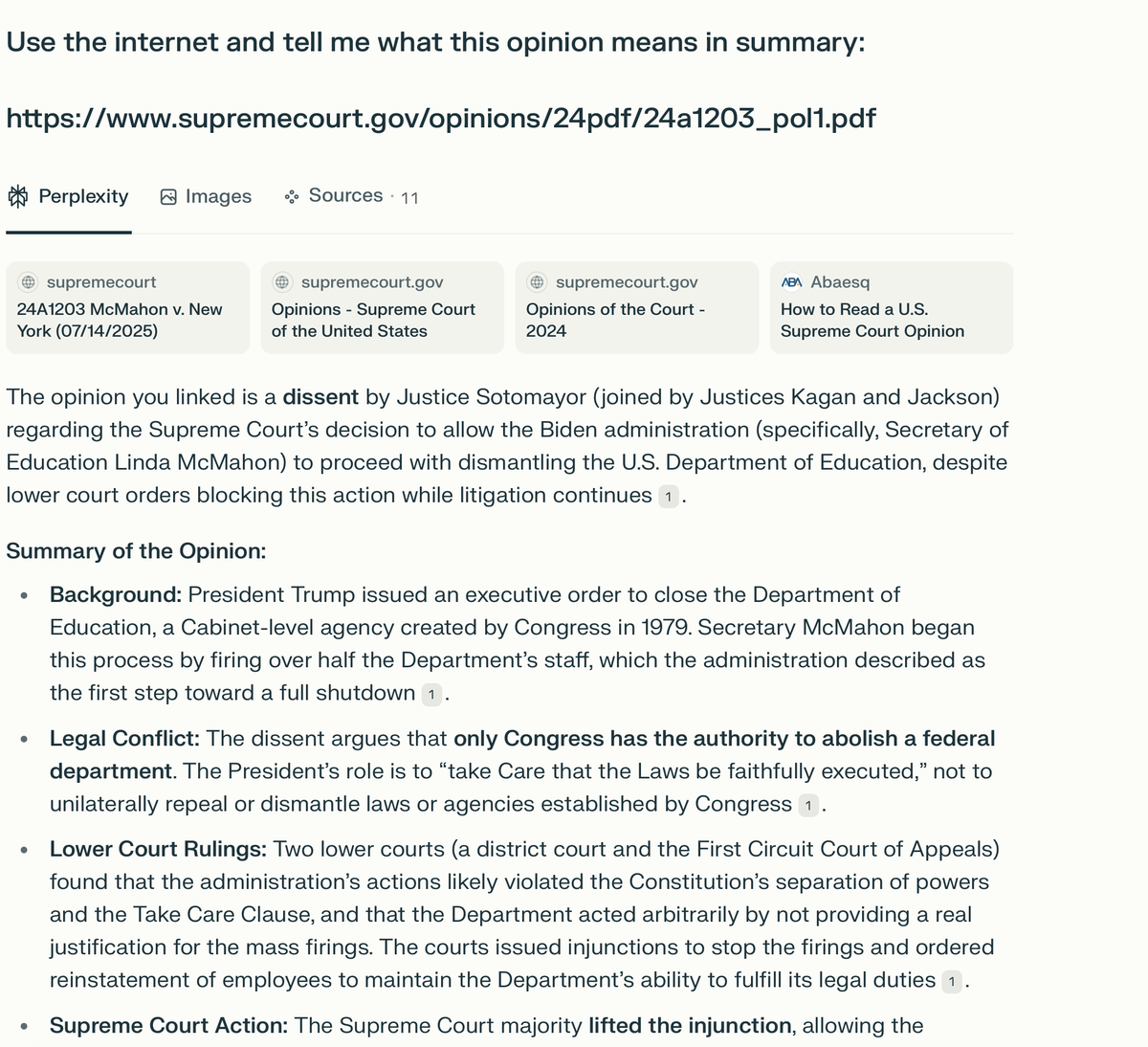 Donald J. Claxton | America First (@donaldjclaxton) on Twitter photo And just like ChatGPT made up a SCOTUS ruling two weeks ago, <a href="/perplexity_ai/">Perplexity</a> errs in interpreting the facts of today’s Dept. of Education ruling, saying this is an action of the “Biden administration.”
You cannot trust what AI responds. Period.
shorturl.at/H95zv And just like ChatGPT made up a SCOTUS ruling two weeks ago, <a href="/perplexity_ai/">Perplexity</a> errs in interpreting the facts of today’s Dept. of Education ruling, saying this is an action of the “Biden administration.”
You cannot trust what AI responds. Period.
shorturl.at/H95zv