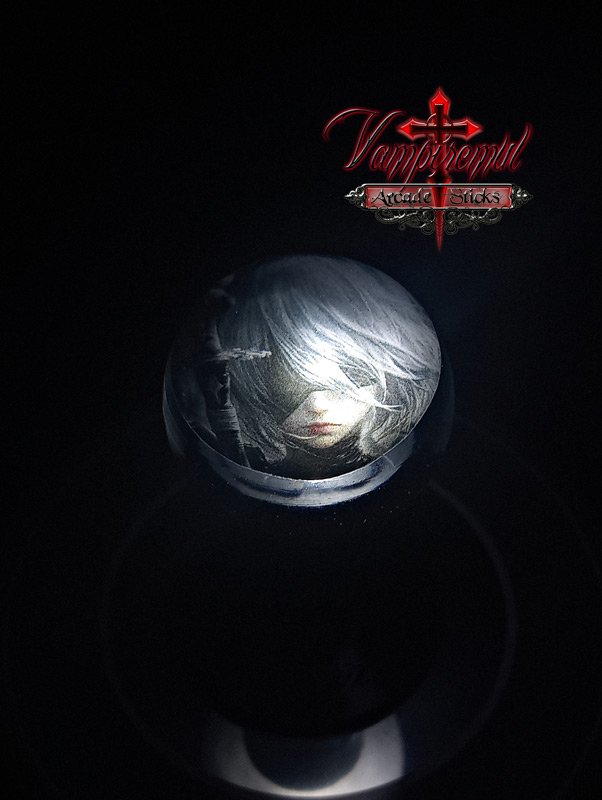 Vampiremul's tweet image. Automata 2B, a new kit available for Sanwa, Qanba, and other commercial fightsticks like Hori, Madcatz, and more. Specially designed for fighting, height-adjustable, and LED-compatible!