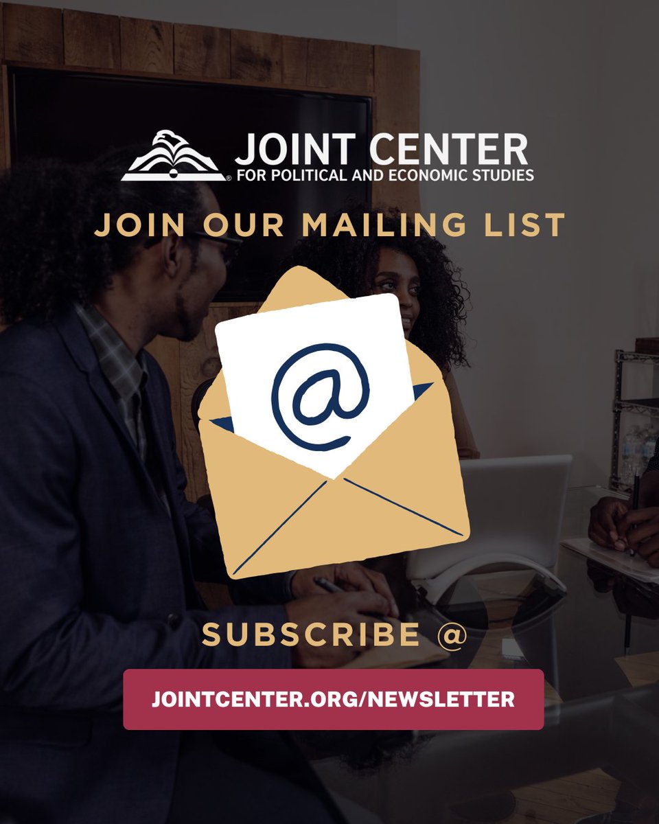 JointCenter's tweet image. Are you subscribed to our newsletter?
By signing up, you will receive exclusive access to groundbreaking research, policy solutions, and insights driven by leading experts at the Joint Center, America’s Black think tank.
Sign up here: jointcenter.org/newsletter