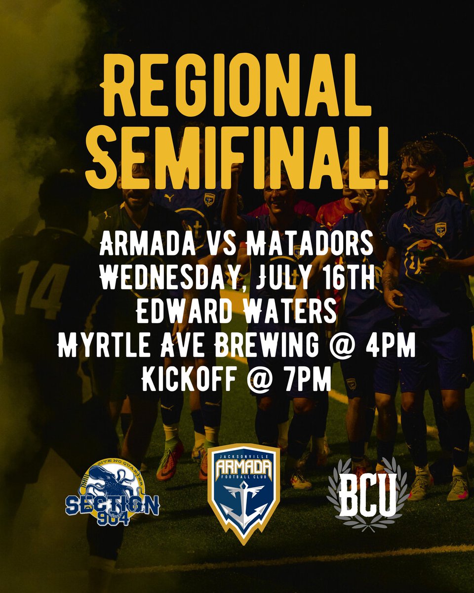 Section904's tweet image. Conference championship ✅️
Time for regionals...
4pm @myrtleavebrewing to pregame
7pm Kick-off
GET THOSE VOICES READY AGAIN!!
#SUPPORTYOURLOCALTEAM