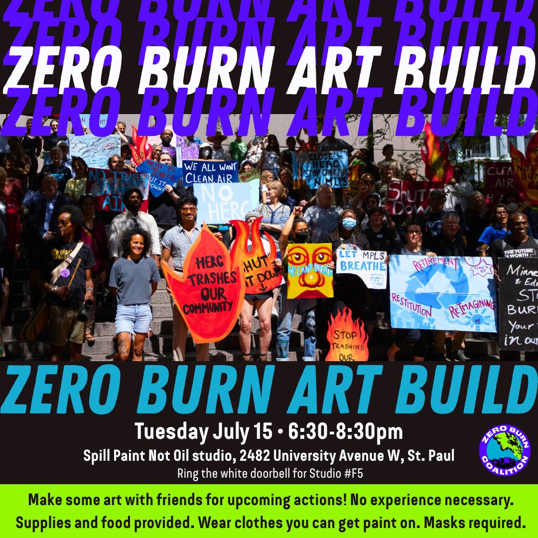 zeroburnmn's tweet image. ⚡🎨THIS TUES: Make some art with friends as we gear up for a big push this summer!
🗓 July 15: 6:30-8:30pm
📍Spill Paint Not Oil studio, 2482 University Ave W, St Paul
Ring the white doorbell for Studio #F5
Supplies and food provided. Wear painting clothes. Masks required.