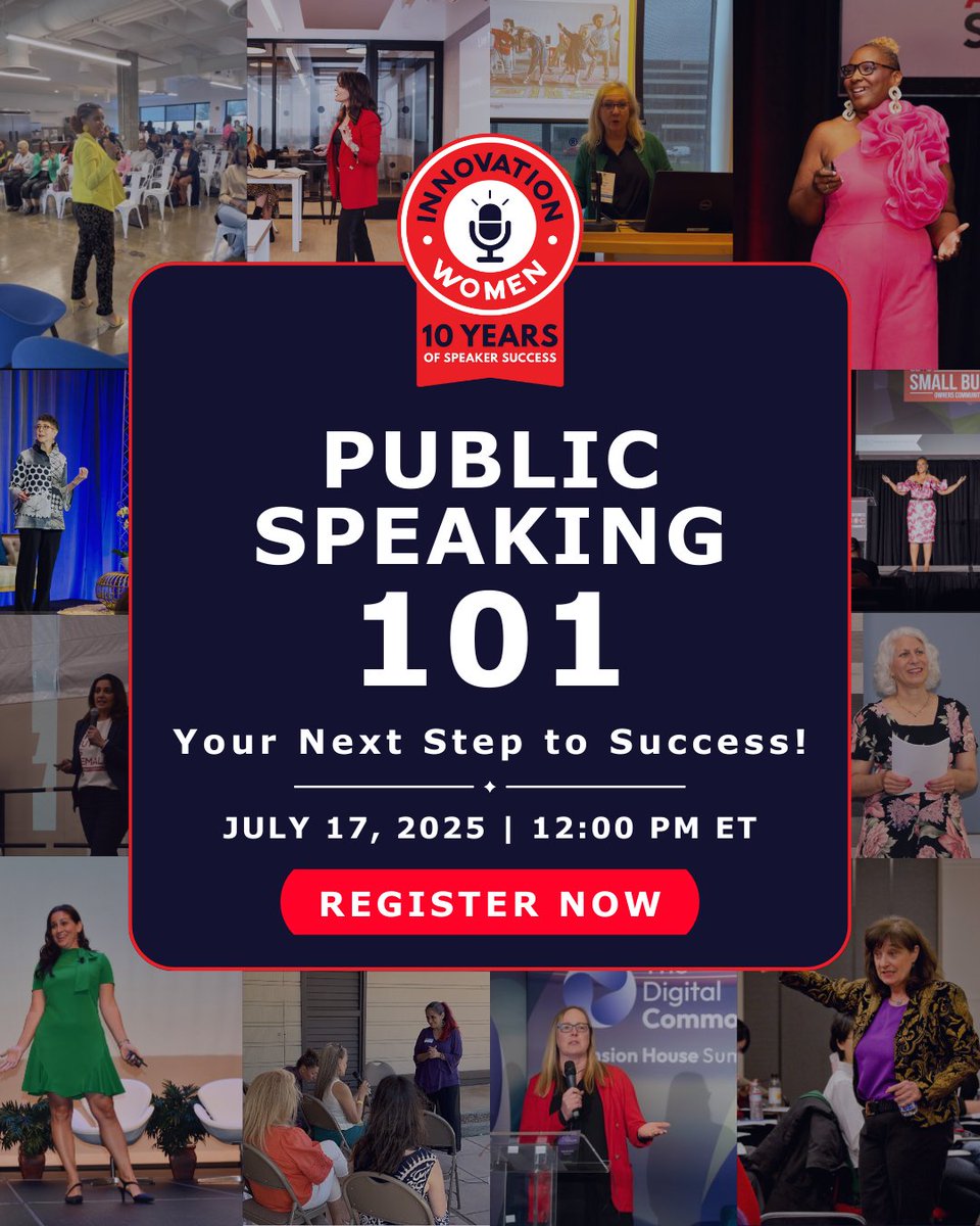 WomenInno's tweet image. Want MORE speaking gigs? (Or, want to start public speaking?)
Join us this Thursday (7/17) for Public Speaking 101: Your Next Step to Success!
🚨Reserve your seat now! us02web.zoom.us/webinar/regist…
#publicspeaking101 #speakertraining