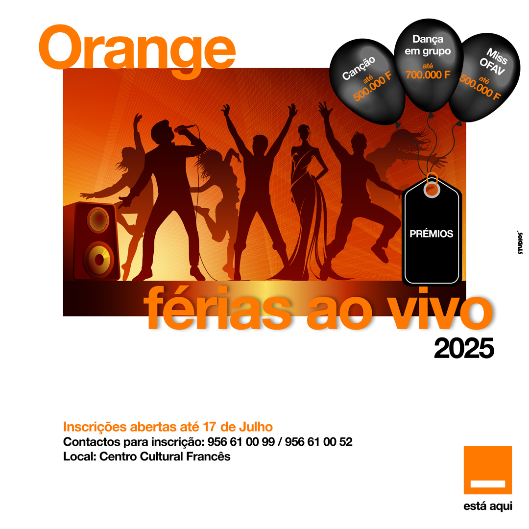 🎤💃👑🎭✍️
Orange Férias ao Vivo 2025 chegou!
Mostra o teu talento e participa no maior palco juvenil do país.

🗓️ Inscrições até 17 de Julho
📍 Centro Cultural Francês
📞 956610099 / 956610052

#OFAV2025 #OrangeEstáAqui #JuventudeComTalento