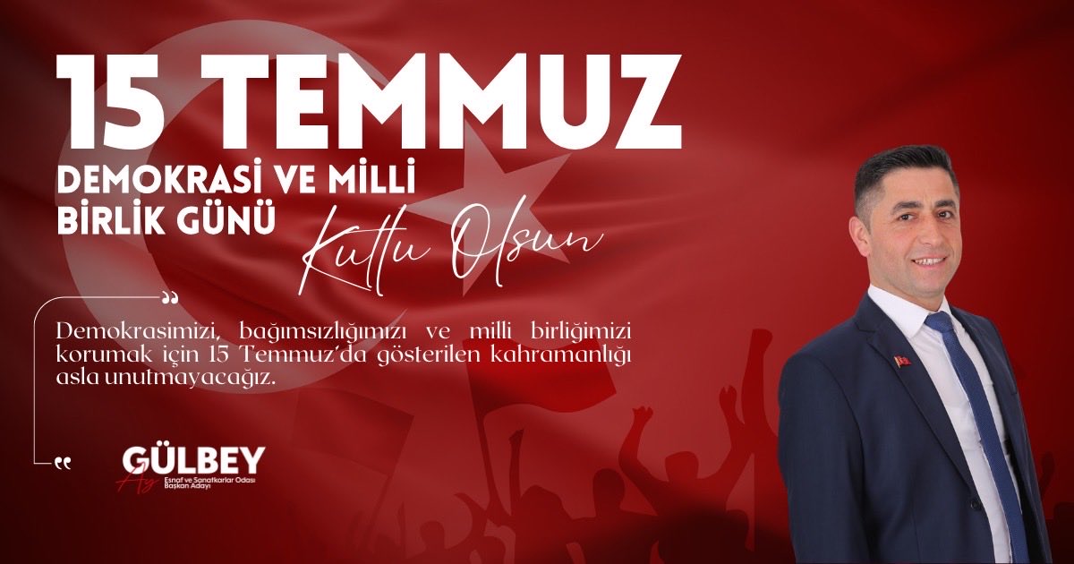 15 Temmuz, bir milletin iradesine sahip çıkış destanıdır. Demokrasi için canlarını feda eden şehitlerimizi minnetle anıyoruz. Geleceğimizi birlik ve beraberlikle inşa edeceğiz. #15Temmuz #DemokrasiVeBirlik