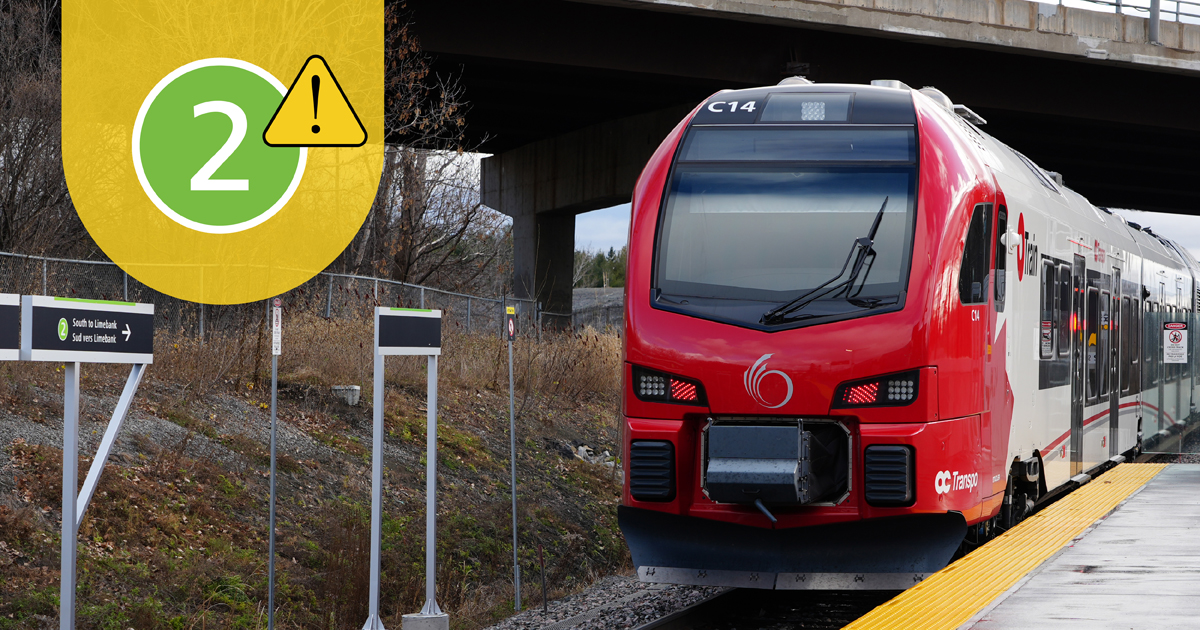 ⚠️Reminder: Line 2 trains will run every 24 minutes after 8 pm tonight and tomorrow as equipment is installed near South Keys Station.

This work will continue on select days in July. Updates will be shared ahead of each work period.

Details: octranspo.com/en/news/articl…