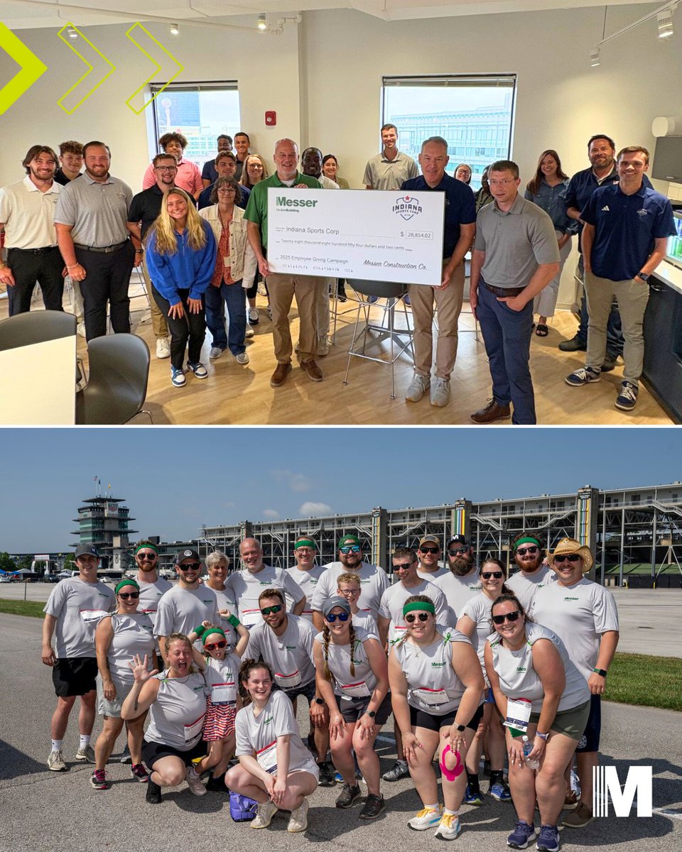 messerwearebldg's tweet photo. We’re grateful for our relationship with @IndSportsCorp! Our team had a blast competing in the 2025 Corporate Challenge at the Indianapolis Motor Speedway and rallied together to raise over $28,000 through our annual employee giving campaign in support of ISC’s mission. https://t.co/uXPwIK4bzU