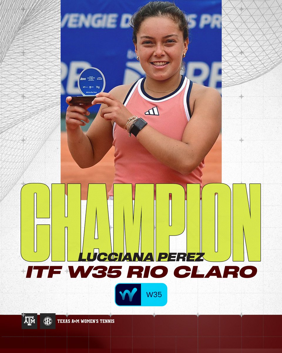 AggieWTEN's tweet image. Congratulations Lucciana Perez! ๐
The second W35 title of her careerโผ๏ธ
#GigEm // #AggieWT // @ITFTennis
