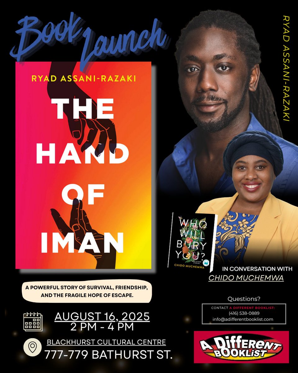 📚🚀🎉AUG 16: In the mood for a heart-wrenching, coming-of-age story about three street kids in postcolonial West Africa? Then celebrate on Aug 16, 2pm, at Blackhurst CC, the launch of THE HAND OF IMAN, with author Ryad Assani-Razaki in conversation with scholar Chido Muchemwa!📚