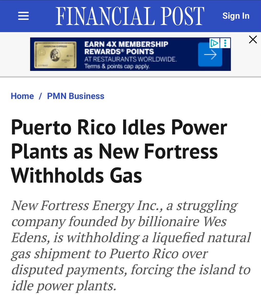 BUDPR's tweet image. The financial oversight board created by the U.S. government to run Puerto Rico’s finances forced the island to privatize its power grid to shady companies like New Fortress, which is now essentially extorting Puerto Rico.
Blackouts will follow and people will die.
