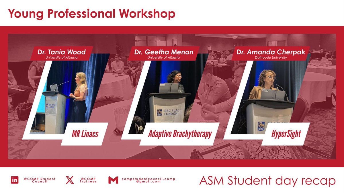 COMPTrainees's tweet image. π¨ RECAP TIME! We kicked off #COMP2025 with the Young Professionals Workshop!
π§ Talks by:
πΉ Dr. Tania Wood β MR Linacs
πΉ Dr. Geetha Menon β Personalized Brachytherapy
πΉ Dr. Amanda Cherpak β Hypersight
π‘ Big thanks to all who joined!
#MedicalPhysics #COMP2025