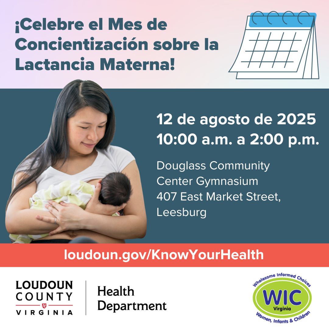 #SavetheDate for our World Breastfeeding Month celebration on Tuesday, Aug. 12 starting at 10 a.m.  at Douglass Community Center Gymnasium. This family-friendly celebration is designed to support and empower breastfeeding and pregnant women. loudoun.gov/KnowYourHealth