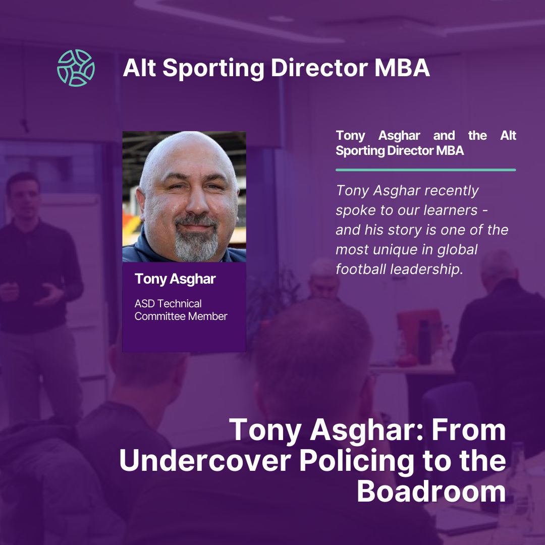 ASD_SportDir's tweet image. Tony Asghar: From Undercover Policing to the Boardroom

Tony Asghar recently spoke to our AltSD MBA learners, and his story is quite unique in global football leadership.