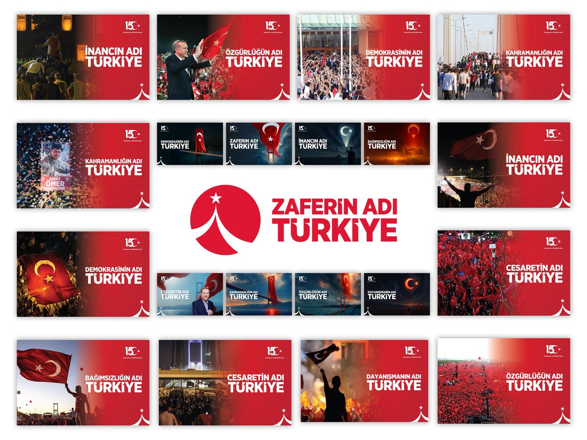 15 Temmuz Demokrasi ve Millî Birlik Günü etkinliklerinin bu yıl da #15Temmuz ruhuna uygun gerçekleştirilmesi için güçlü bir koordinasyon içerisindeyiz.

Bu yılın teması olan “Zaferin Adı Türkiye” kapsamında hazırlanan kurumsal kimlik çalışmalarının tümüne (logo, görsel, slogan