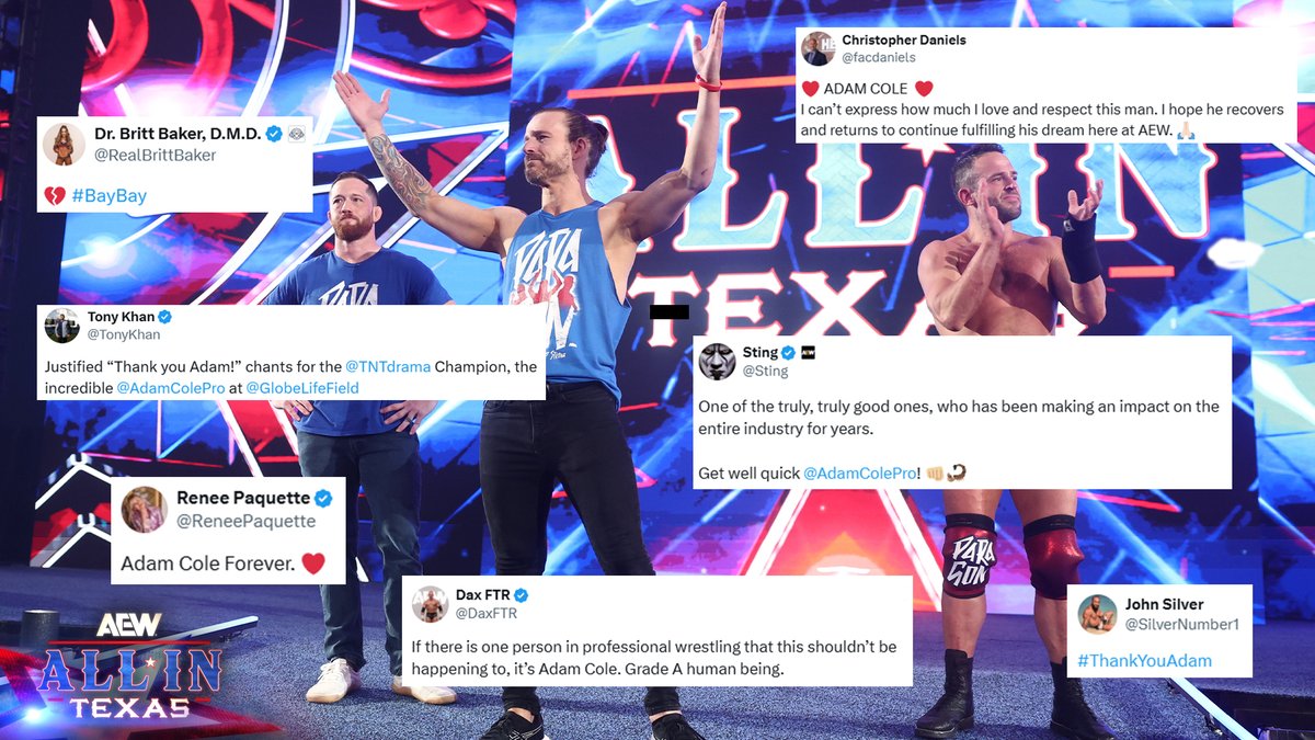 AEW's tweet photo. Adam Cole #BayBay https://t.co/th9DkrzF2u