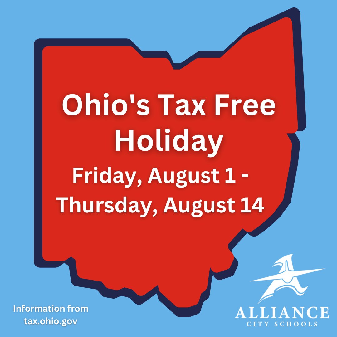 Ohio's Tax Free Holiday starts on Friday!

For more information: 🔗 tiny.cc/0ddp001

#RepthatA