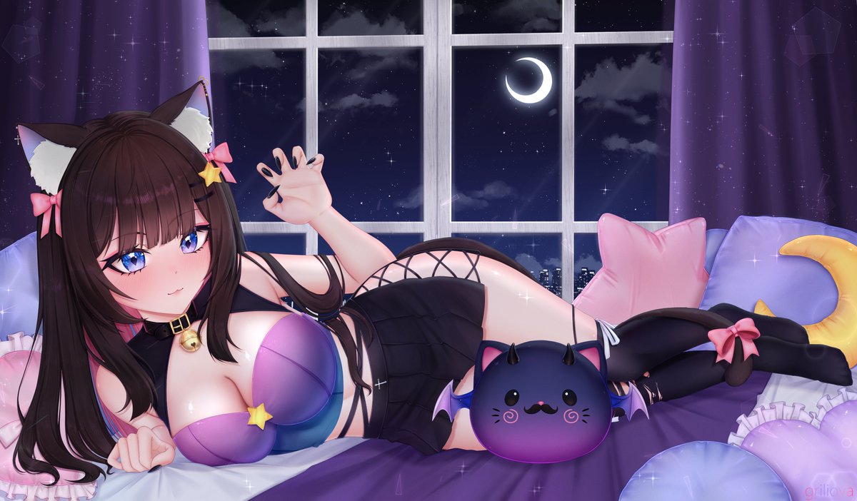 griliova_'s tweet image. Commission for @.divinesynny 💜✨
#VGenComm #Commission #Vtuber