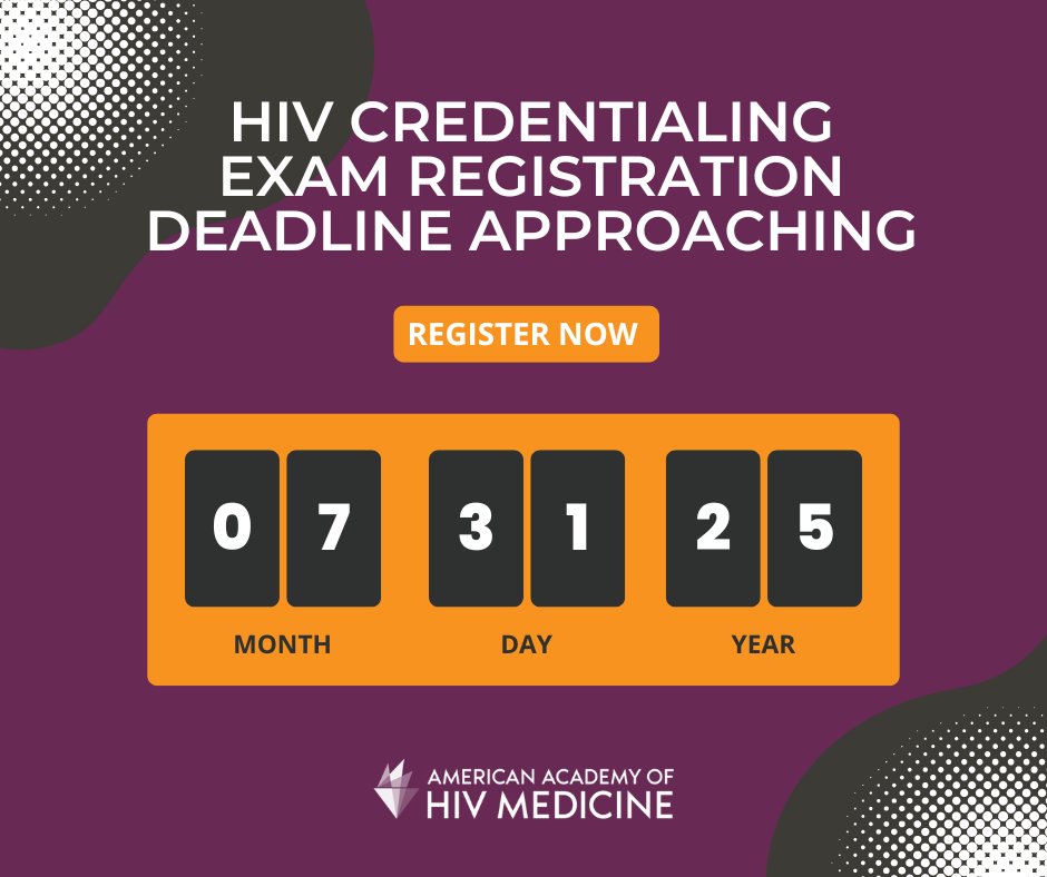 aahivmcomm's tweet image. ⏳ Just two weeks left to apply for the HIV Specialist™, HIV Pharmacist™, or HIV Expert™ Credentialing Exams!
📚aahivm.org/credentialing
#HIVSpecialist #HIVPharmacist #HIVExpert #HIVCredentialed #IDTwitter