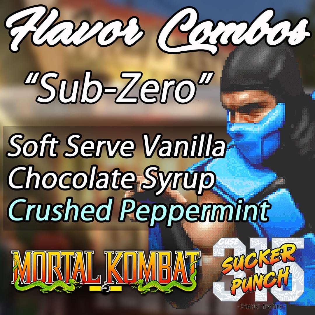 New Flavors Join the Fight! 🍨
"Waffle Cone Clash" unlocks new dessert challengers this Saturday, July 19th at Vicky's Tasty Treats (6PM)!

Flavor Reveal #1: Sub-Zero
🍦 Soft-Serve Vanilla Ice Cream
🍫 Chocolate Syrup
❄️ Crushed Peppermint

#SyracuseNY #FGC #CNY #MortalKombat