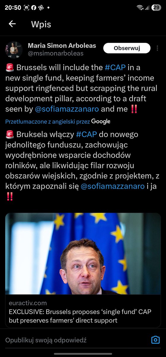 PRolnikow's tweet image. Słuchajcie, co nam szykują! To cios w serce polskiej wsi i CAŁEGO sektora około rolnego! 
WPR ma być włączona w jeden fundusz – to koniec filaru rozwoju obszarów wiejskich! Tracimy miliardy euro, które miały iść na naszą wieś.
Jako rolnicy, nie jesteśmy na to gotowi!