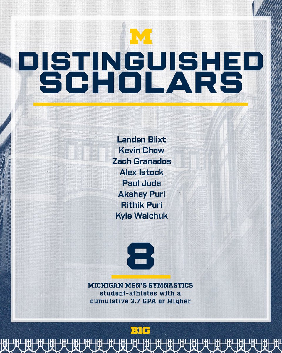 UMichGym's tweet image. Congrats to our 8️⃣ Big Ten Distinguished Scholars! #LeadersAndBest