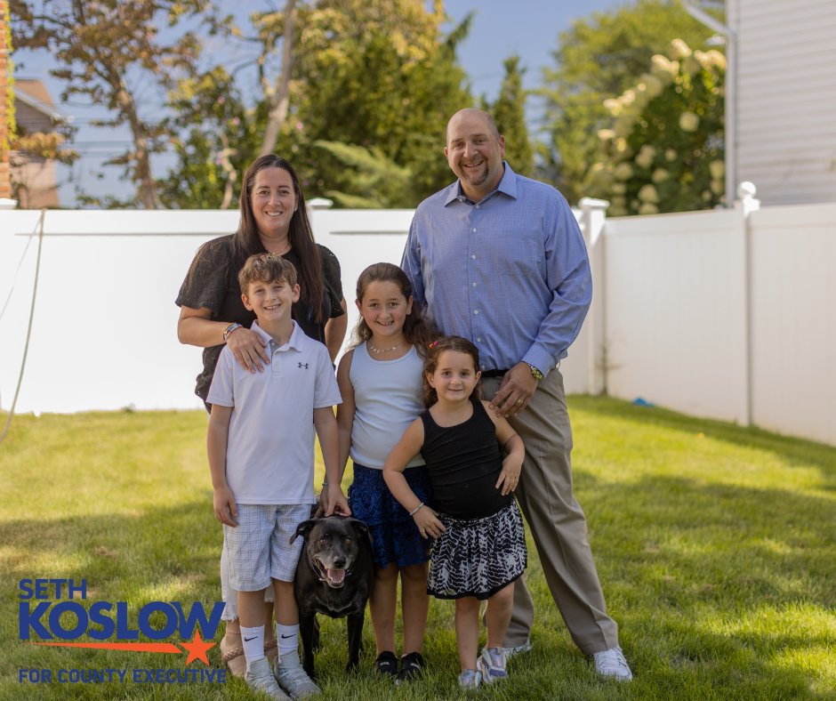 KoslowForNassau's tweet image. Proud to call Nassau County home — it’s where I’m raising my family. I ran to make a difference for our kids' future. As County Executive, I’ll fight for your family like my own. Let’s bring good governance back. Vote Seth Koslow this November. #FireBlakeman
