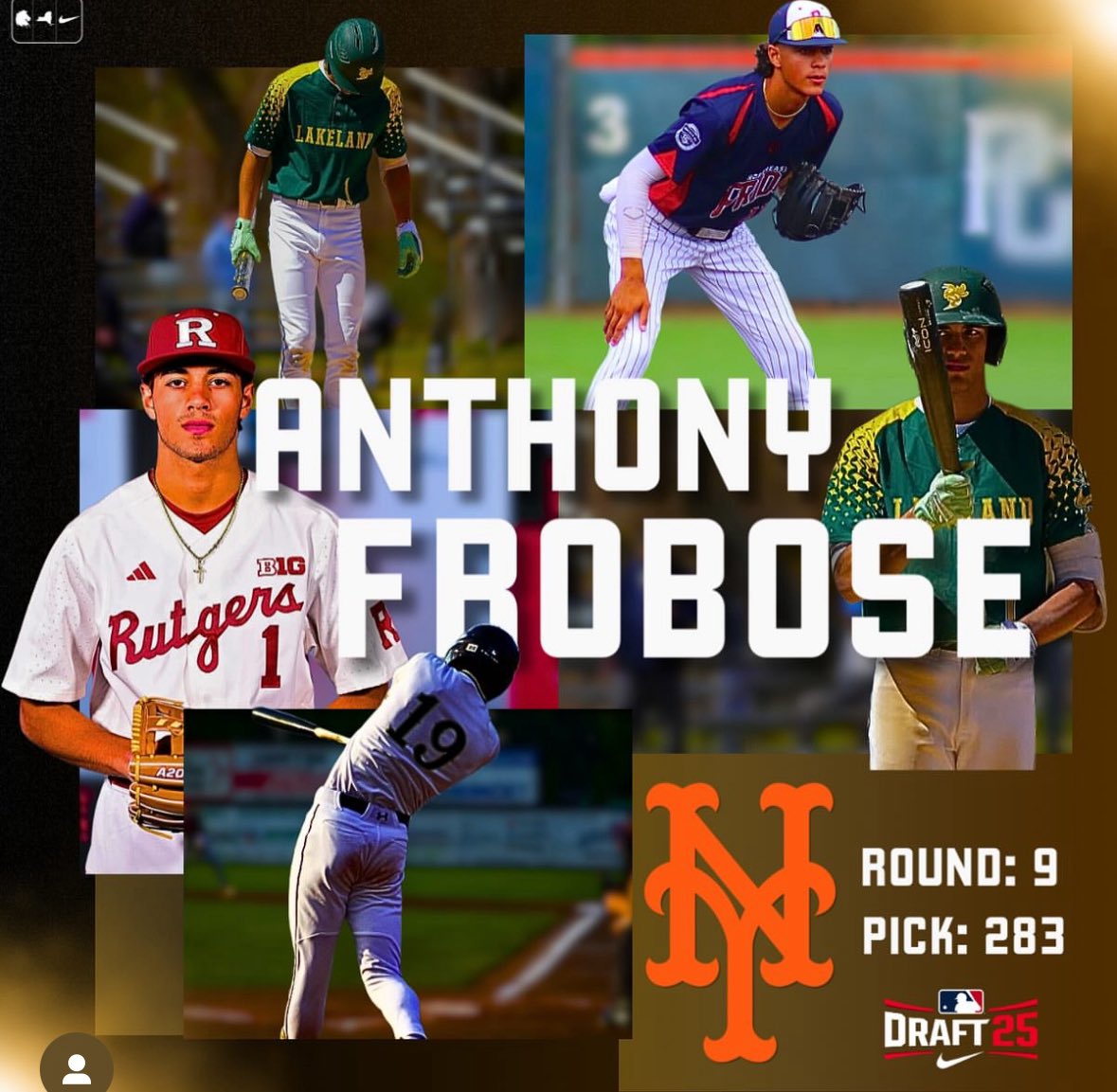 The <a href="/Mets/">New York Mets</a> Select Anthony Frobose in the 9th round in the <a href="/MLB/">MLB</a> Draft!

Anthony gets to stay home in NY! 

Let’s go Mets!