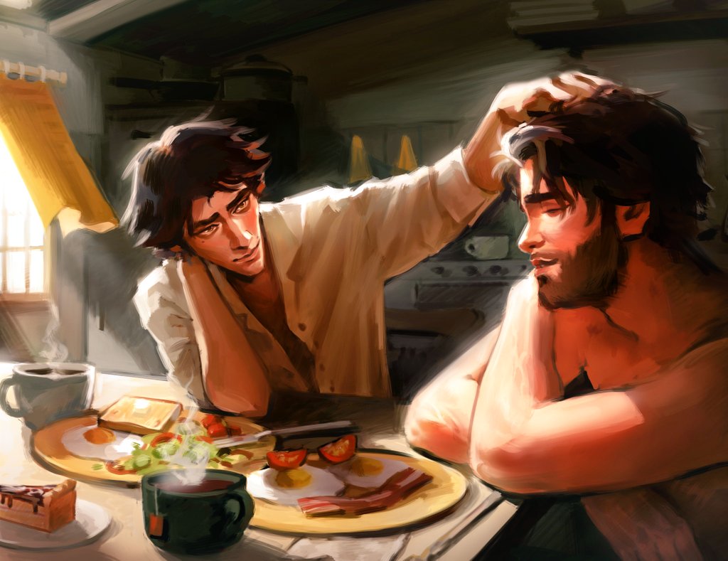 So, art is ready! Now our wonderful Viktor and Jayce are having a delicious breakfast, after which they will go on a wonderful walk in the park together ☕ (I hope the result at least partially met your expectations 😌)
#jayvik #arcane #arcanefanart #vikjayce