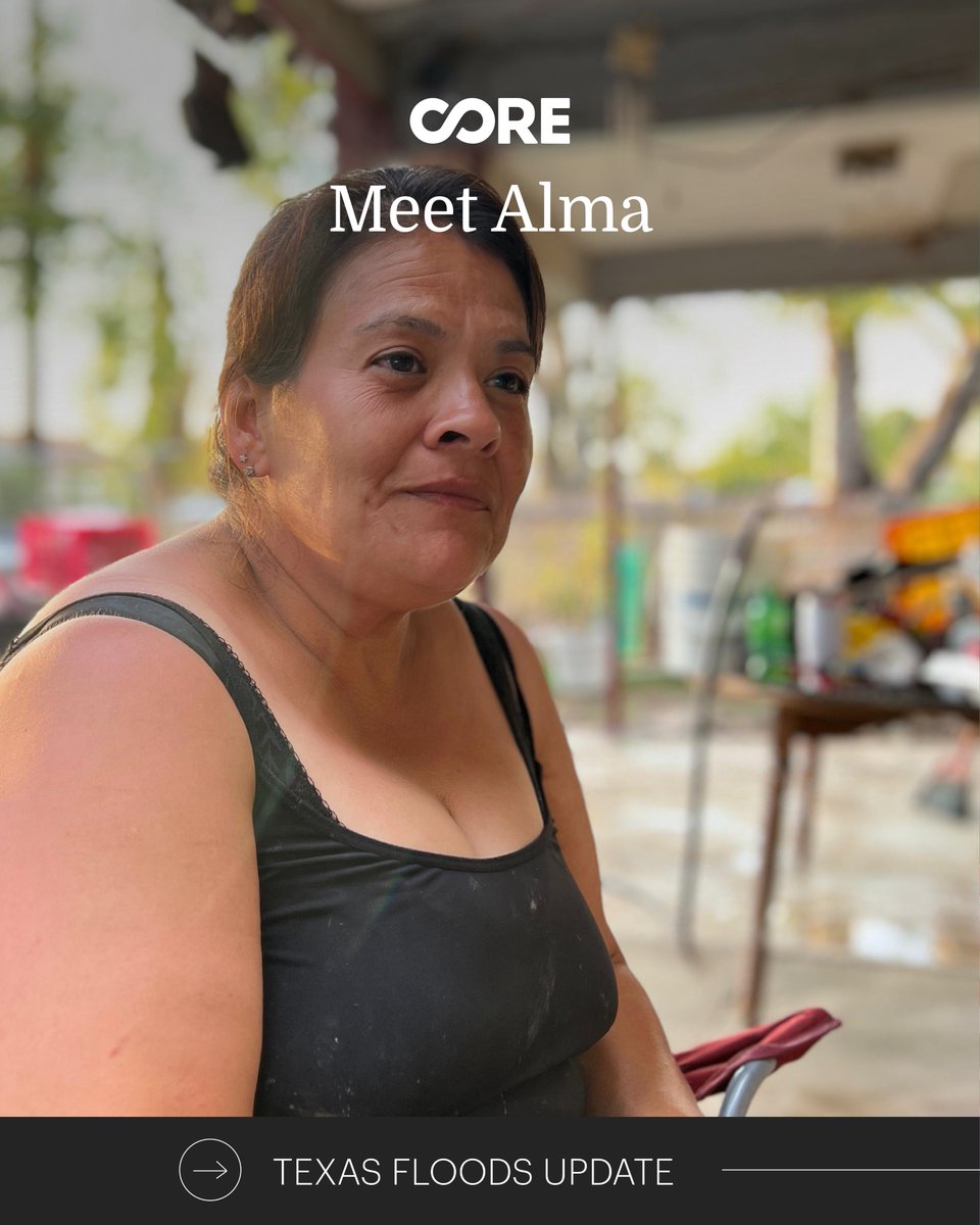 COREresponse's tweet image. CORE's assessment team met Alma whose 73-year-old mother and nephew narrowly escaped the floods. They tried to quickly escape but the waters rose so rapidly they had to cling to a fence until fast acting neighbors and rescue teams saved them.
#texasfloods