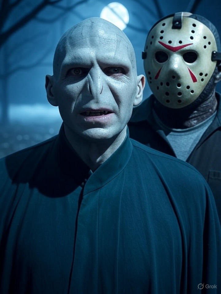 Freddy and Voldy. Just two besties chilling in the moonlight. Thanks Grok very cool