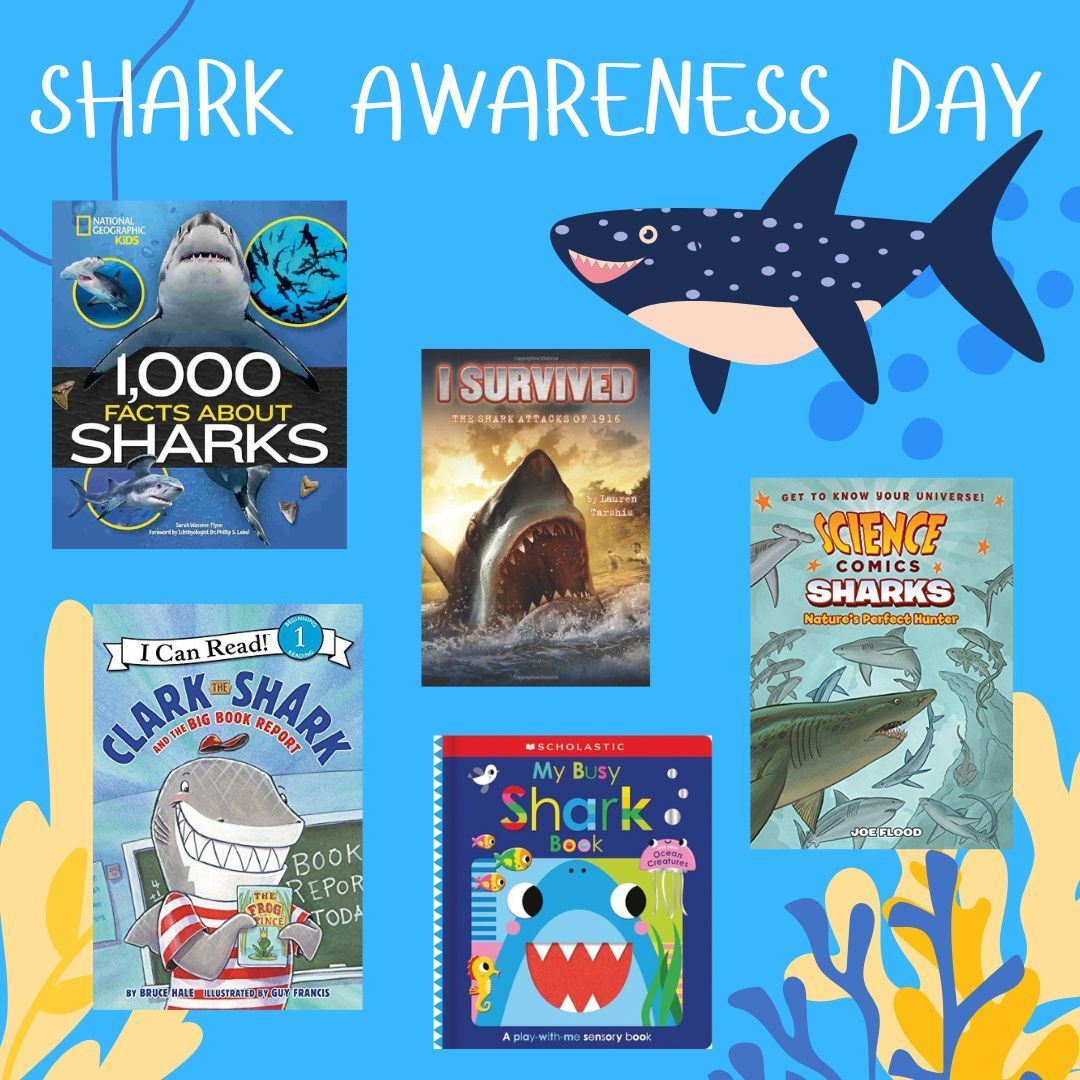 SRCHuskyLibrary's tweet image. Sink your teeth into something new!! ๐ฆ Explore our collection of shark-themed books at the library for Shark Awareness Day!! #SRCreads