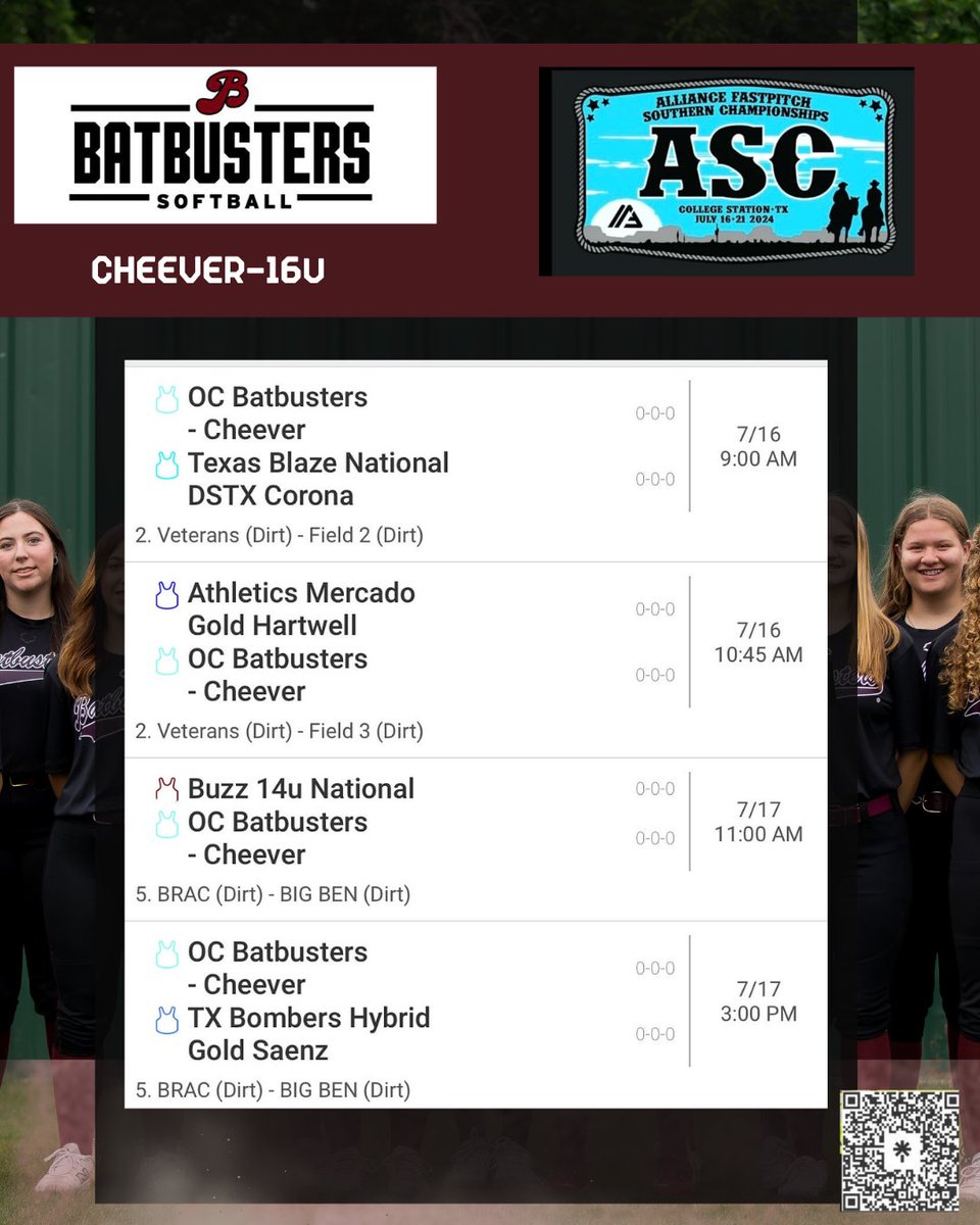 OCBatbustersTX's tweet photo. 🎯 TOURNAMENT TIME 🎯
OC Batbusters – Cheever 16U is headed to College Station, TX for the Alliance Fastpitch Southern Championship (ASC)!

🔥 Ready to compete. Ready to be seen. Ready to work! #ASC2025 #SoftballSeason #CollegeReady #GrindTime #FastpitchRecruiting https://t.co/Qab2vrKpJx